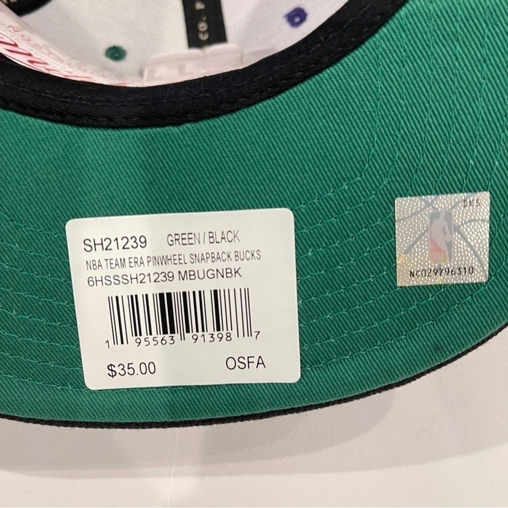 Milwaukee Bucks Mitchell & Ness x Lids Team Era Pinwheel Stripe Snapback Hat NEW - Picture 10 of 16
